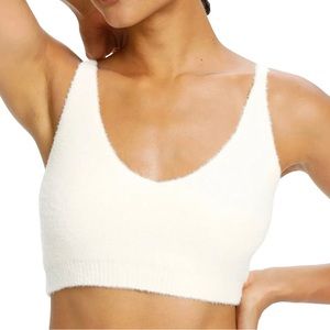 New - Large Snuggle Sac Casual Cozy White Knit Air Feel Cropped Tank Top